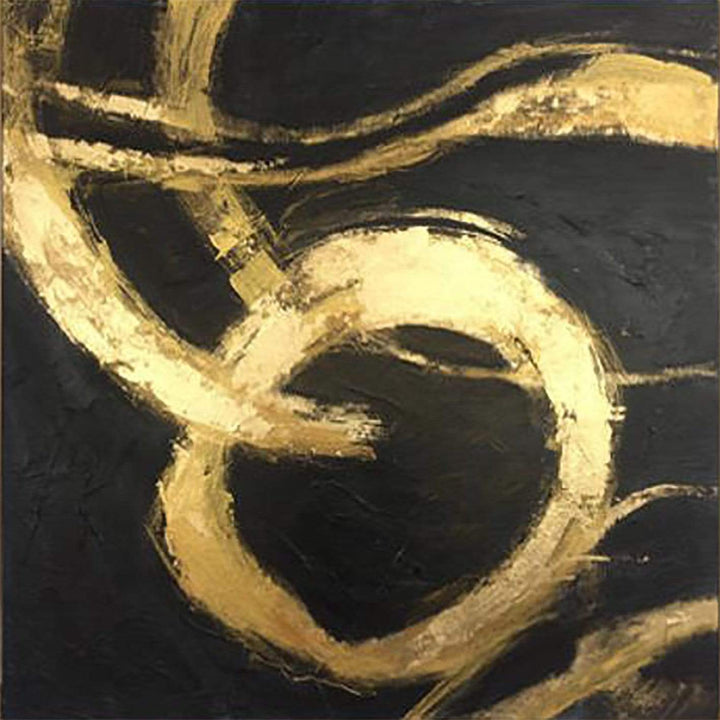 Black Painting Original Painting Gold Leaf Paintings On Canvas Abstract Artwork for Hotel Decor | GOLDEN THREADS - trendgallery.ca