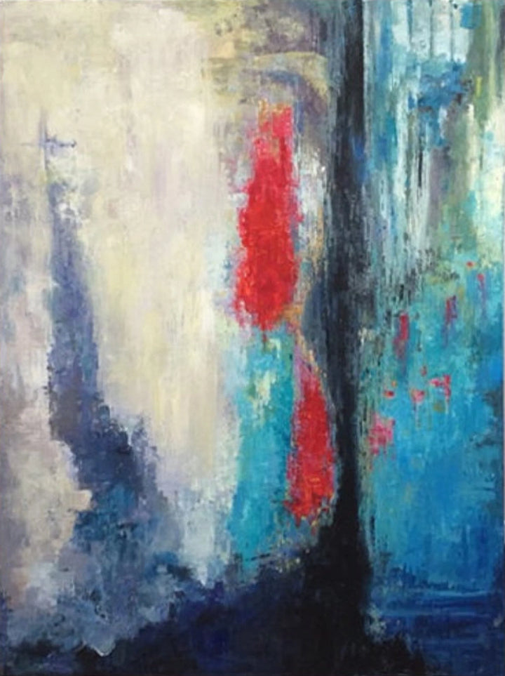 Colorful Abstract Painting in Blue, Red and Beige | FLUTTER - trendgallery.ca