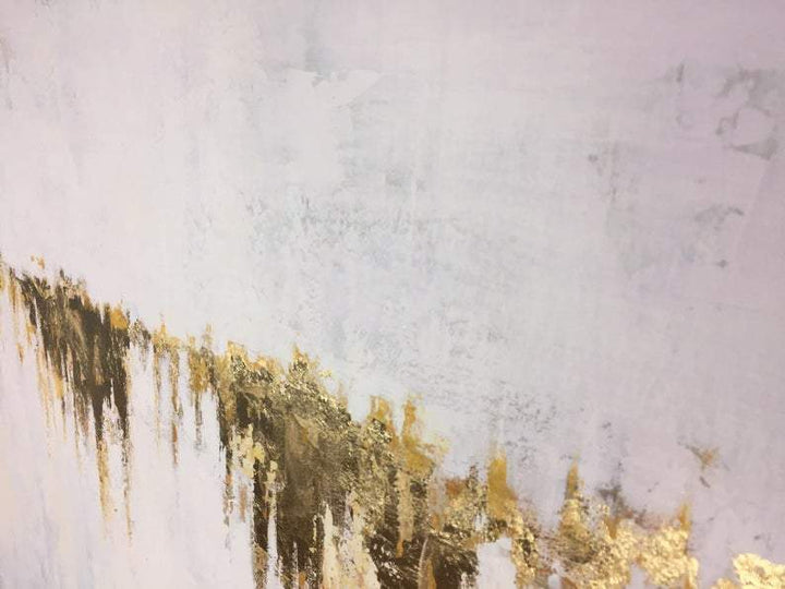 Abstract Original Painting On Canvas Gray Painting Gold Leaf Painting | GOLDEN WATERFALL
