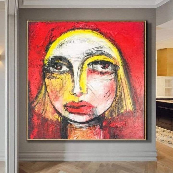 Figurative Art Original Woman Face Painting Art Deco Art Nouveau Figurative Painting Red Painting Hand Art | FEMALE FATE - trendgallery.ca