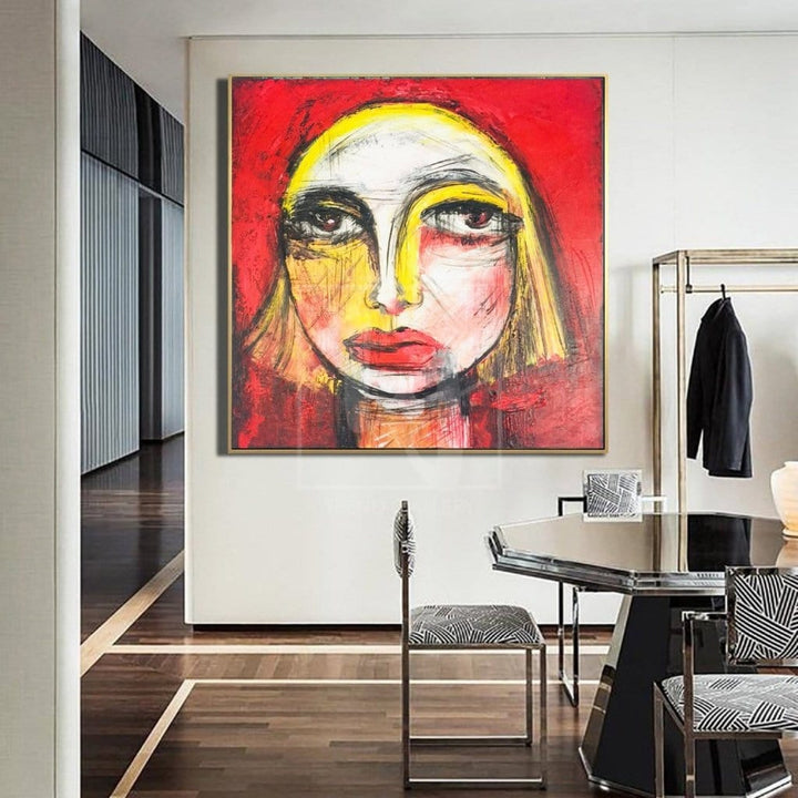 Figurative Art Original Woman Face Painting Art Deco Art Nouveau Figurative Painting Red Painting Hand Art | FEMALE FATE - trendgallery.ca