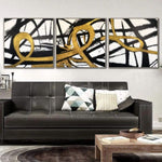 Gold Painting Black And White Wall Art Original Painting On Canvas | LOOPS OF FATE