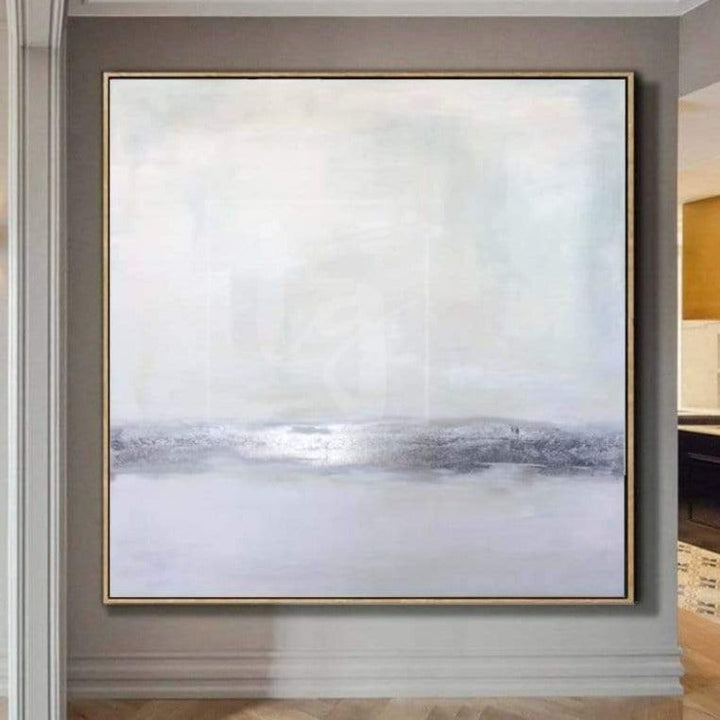 Gray Painting Silver Leaf Painting Beige Painting Contemporary Art Painting Canvas | SILVER FLASH - trendgallery.ca