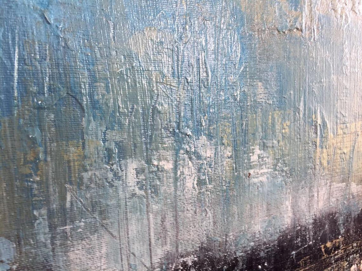 Large Oil Painting Original Canvas Brown Painting Blue Abstract Painting | POURING RAIN - trendgallery.ca