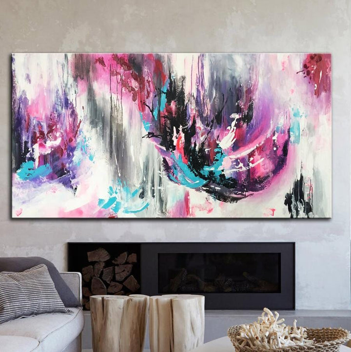Colorful Art White Abstract Painting Pink Painting Abstract Oil Painting On Canvas | FLOWER FAIRY - trendgallery.ca