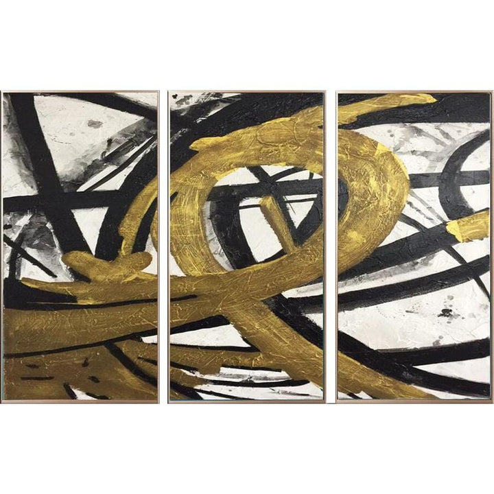 Set of Oversized Paintings Canvas Abstract Black And White Wall Art | LOOP OF INFINITY - trendgallery.ca