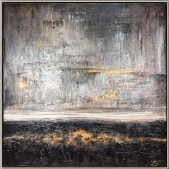 Gray and Brown Painting White Abstract Acrylic Art On Canvas | SILVER SKY - trendgallery.ca
