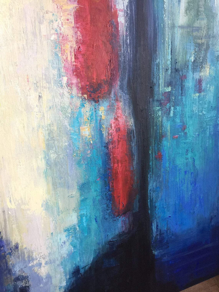 Colorful Abstract Painting in Blue, Red and Beige | FLUTTER - trendgallery.ca