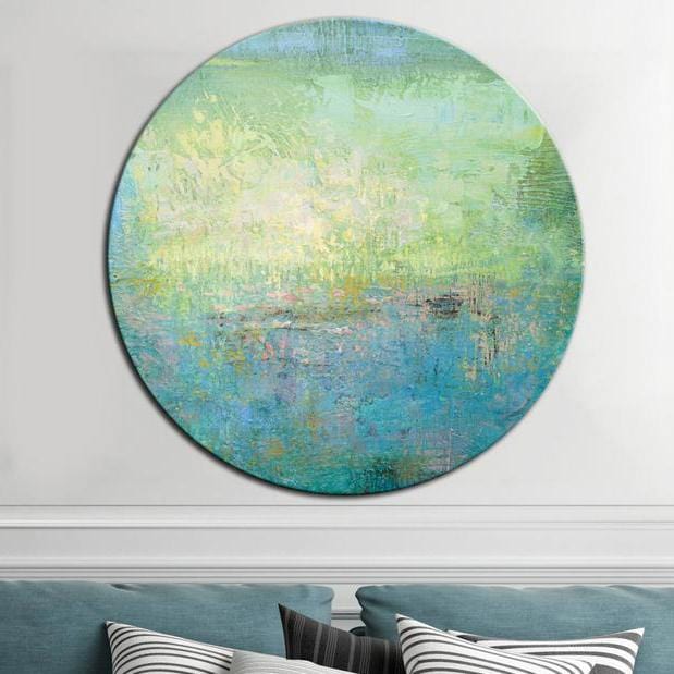 Abstract Large Green Canvas Wall Art Blue Painting | TURQUOISE MEADOW