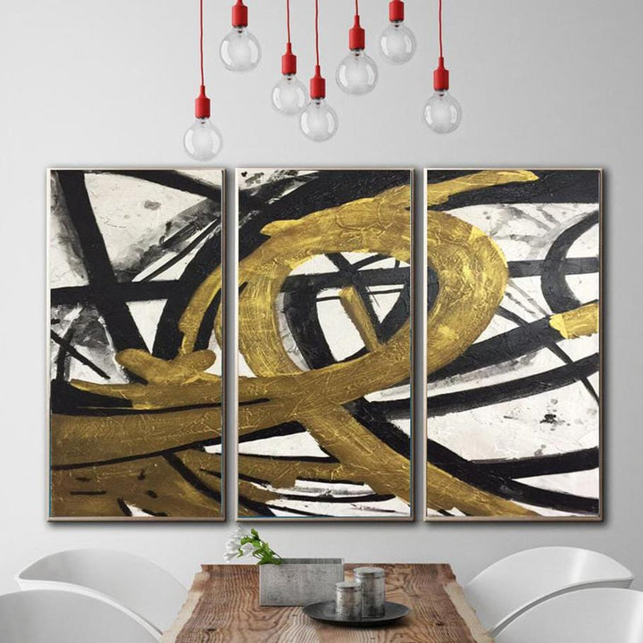 Set of Oversized Paintings Canvas Abstract Black And White Wall Art | LOOP OF INFINITY - trendgallery.ca