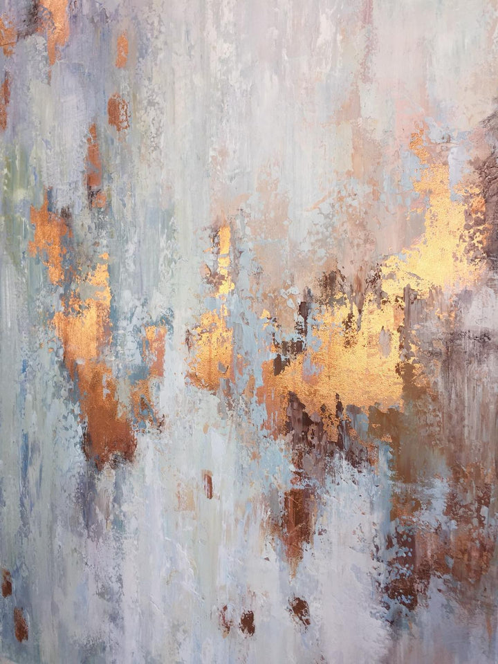 Gray Abstract Painting Gold Leaf Texture Art Abstract Original Painting On Canvas | THROUGH TIME - trendgallery.ca