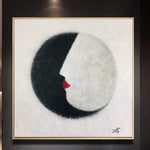 Abstract Painting Black And White Abstract Face Painting Modern Art Abstract Portrait Contemporary Art Abstract Red Lips Art | KISS OF THE NIGHT