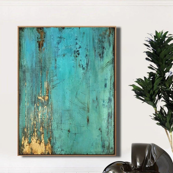 Large Abstract Original Artwork Blue Art Gold Painting On Canvas Wall Art | ACE - trendgallery.ca