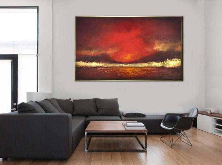 Abstract Oil Painting Oversized Abstract Paintings On Canvas Red Painting Gold Leaf Painting Original Modern Art | FIRE SKY - trendgallery.ca