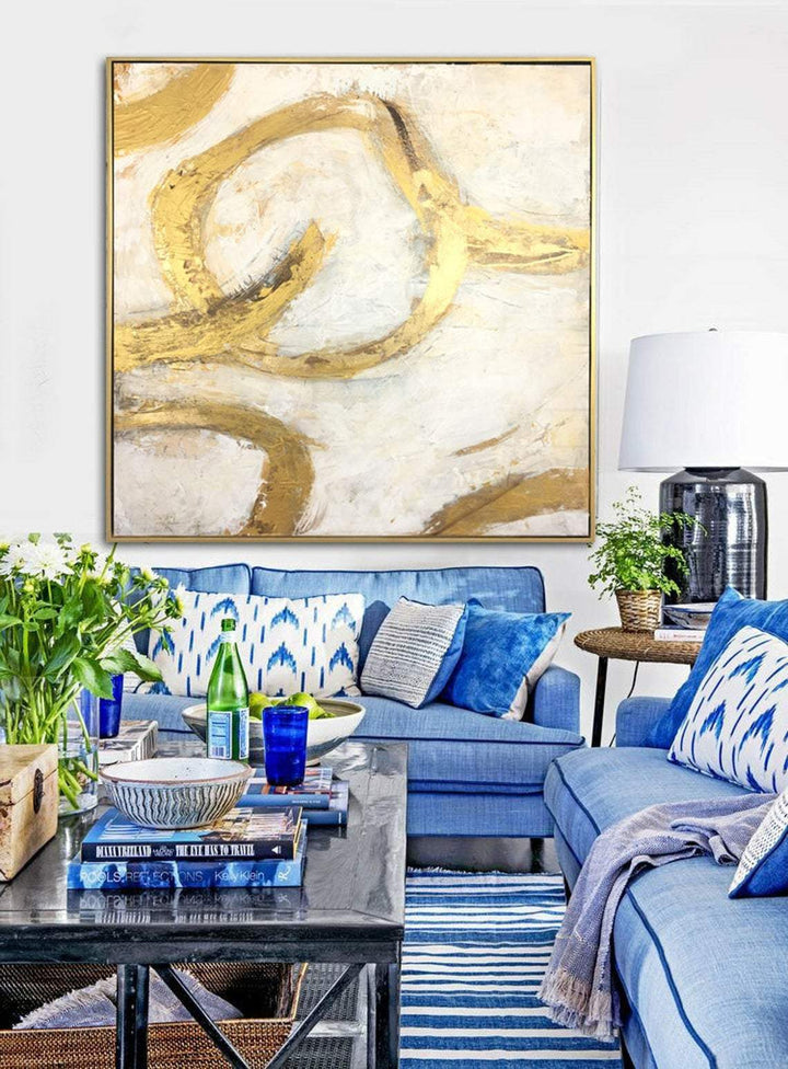 Original Gold Leaf Artwork Abstract Creative Paintings On Canvas Abstract Art for Hotel Decor | GOLDEN THREADS OF LIFE - trendgallery.ca