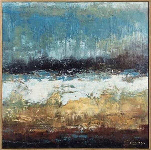 Large Oil Painting Original Canvas Brown Painting Blue Abstract Painting | POURING RAIN - trendgallery.ca