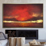 Abstract Oil Painting Oversized Abstract Paintings On Canvas Red Painting Gold Leaf Painting Original Modern Art | FIRE SKY