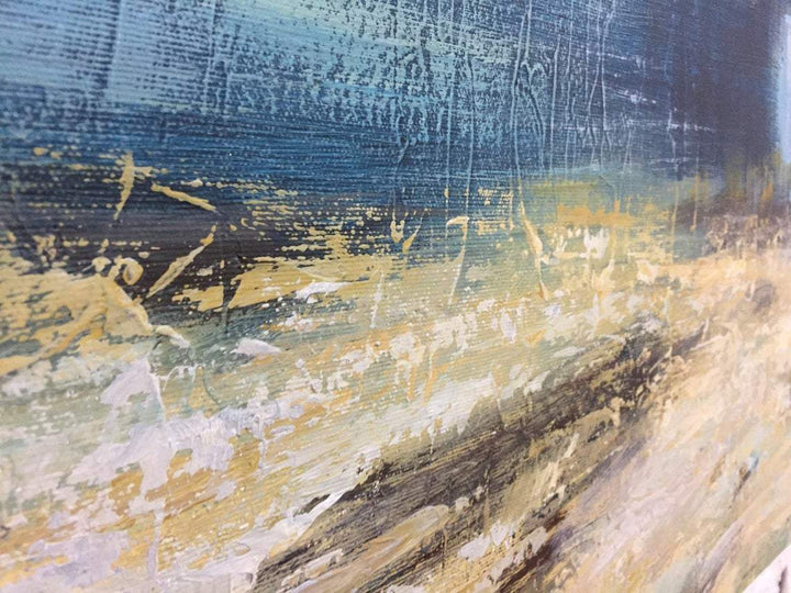 Landscape Painting Large Painting On Canvas Yellow Wall Art Gold Painting Blue Painting Extra Large Wall Art Canvas Art Office Decor | NEAR THE BEACH - trendgallery.ca