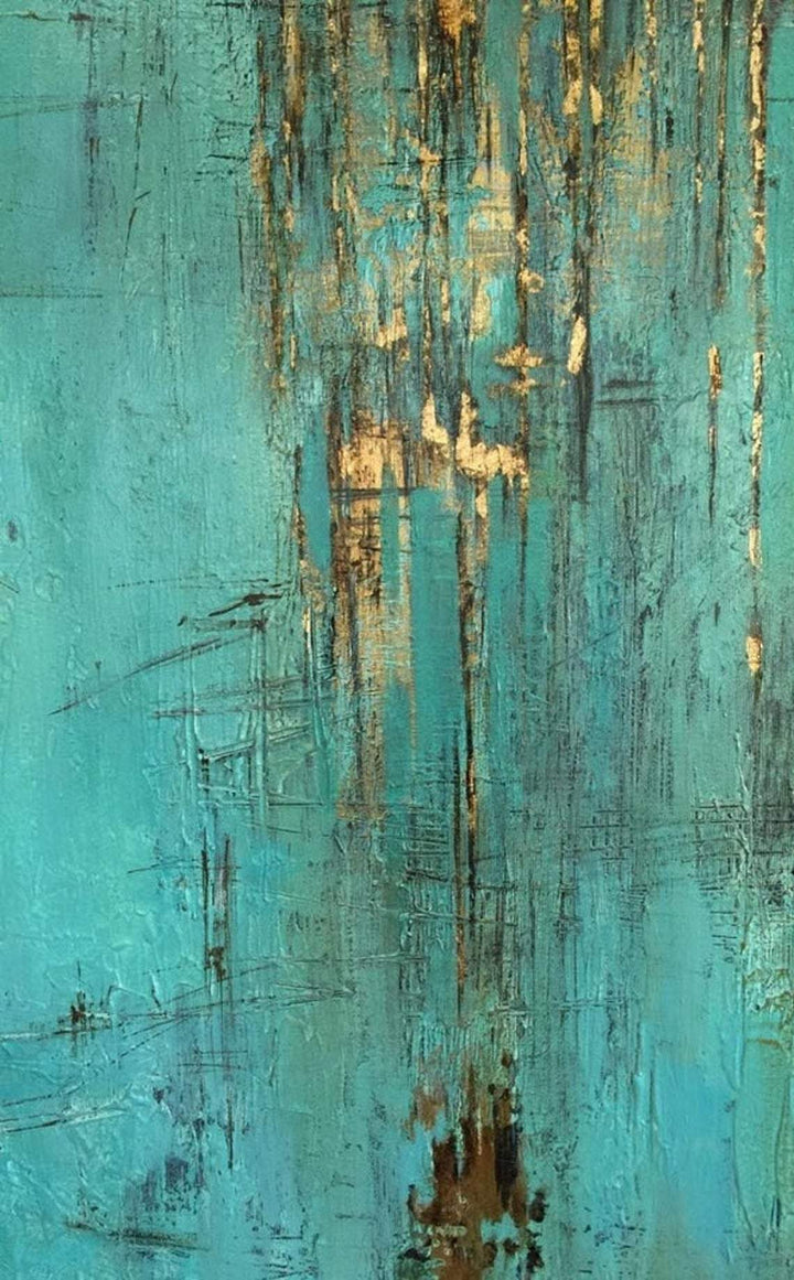 Large Abstract Original Artwork Blue Art Gold Painting On Canvas Wall Art | ACE - trendgallery.ca
