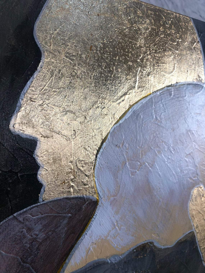Large Gold Leaf Painting Humans Abstract Painting Abstract Faces Painting | UNITY - trendgallery.ca