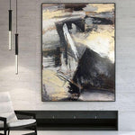 Black and Beige Minimalism Art Oversized Painting Abstract Office Decor Rich Texture | HONESTY