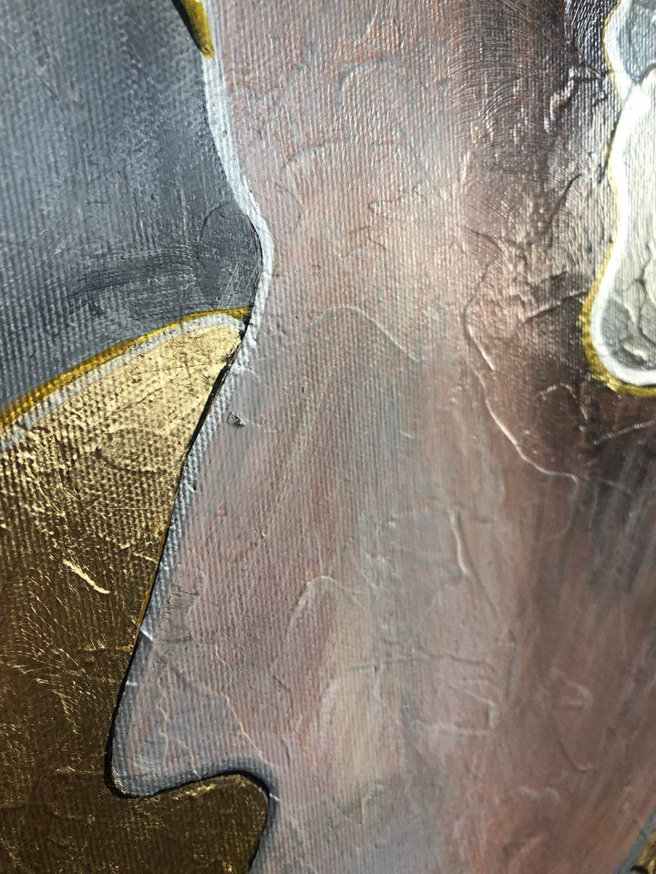 Large Gold Leaf Painting Humans Abstract Painting Abstract Faces Painting | UNITY - trendgallery.ca
