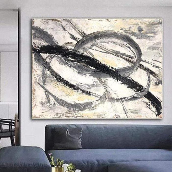 Paintings on Canvas Minimalist Abstract Circles Art Gray Tones Artwork Modern Art | INFLUENCE - trendgallery.ca