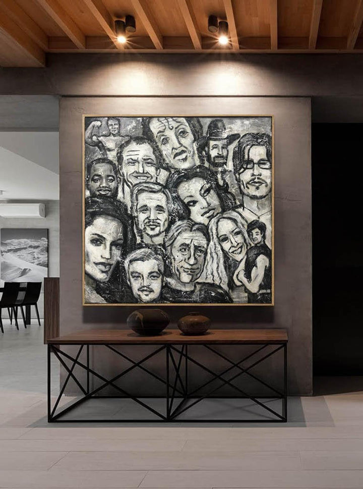 Original Faces Of Actors Abstract Painting Lifestyle Abstract Acrylic Paintings On Canvas | FAMED PEOPLE