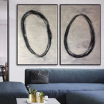 Original Black And White Painting Large Set Of 2 Artwork Wall | INITIALLY