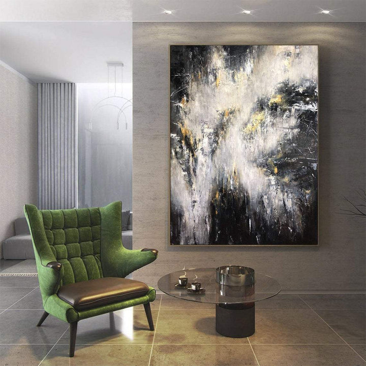 Oversized Abstract Original Black And White Wall Art Acrylic Paintings On Canvas | DEVELOPMENT