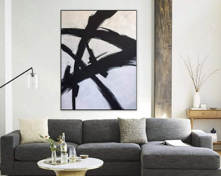 Original Painting Large Abstract Black And White Painting Franz Kline style Oil Paintings On Canvas | BLACK GLARE - trendgallery.ca
