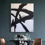 Original Painting Large Abstract Black And White Painting Franz Kline style Oil Paintings On Canvas | BLACK GLARE