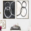 Large Art Work Black Painting On Canvas Modern Wall Art Set Of 2 Gold And White | RECURRING TUNE - trendgallery.ca