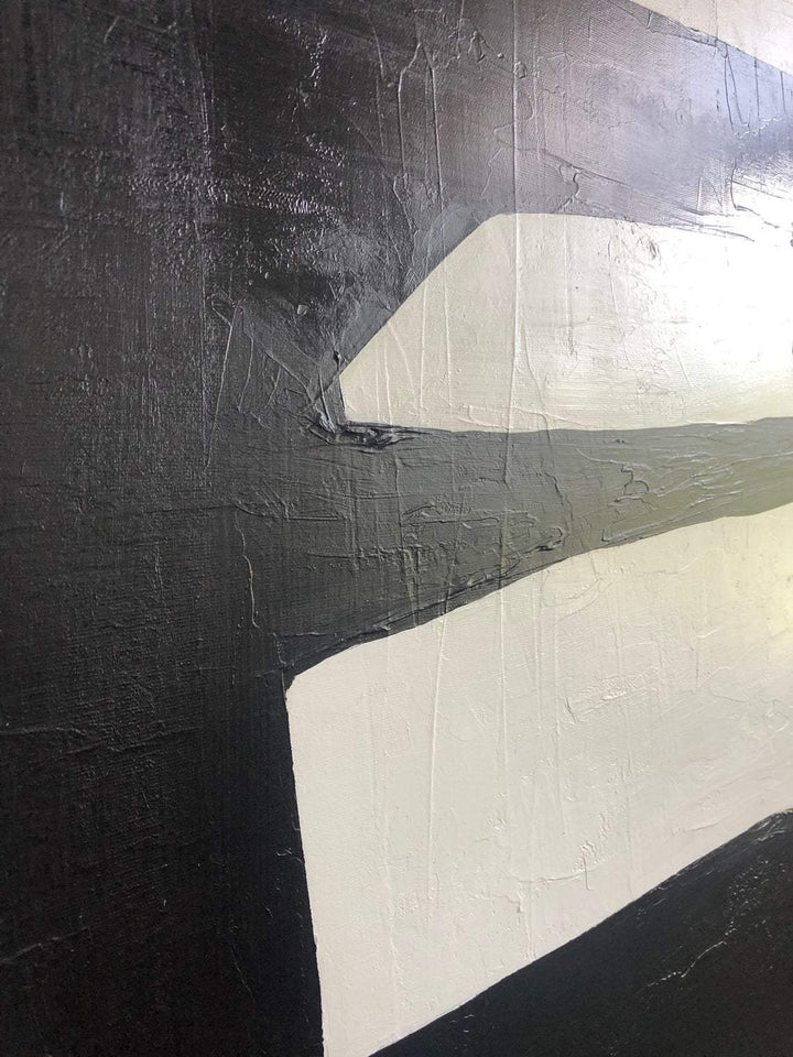 Extra Large Black And White Paintings On Canvas Abstract Painting Franz Kline style White Paintings | TOWER TOP - trendgallery.ca