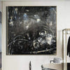 Oversized Black Abstract Painting On Canvas Oil Acrylic Artwork Modern Wall Decor | FOLLOW THE WHITE RABBIT - trendgallery.ca