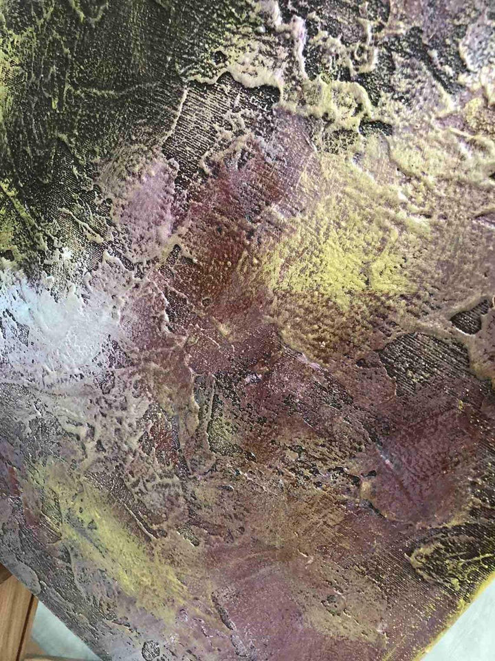 Abstract Painting Canvas Bronze Wall Art Purple Artwork Textured Art Hand Painted Art Modern Fine Art for Fireplace Wall Decor | EARLY MORNING - trendgallery.ca
