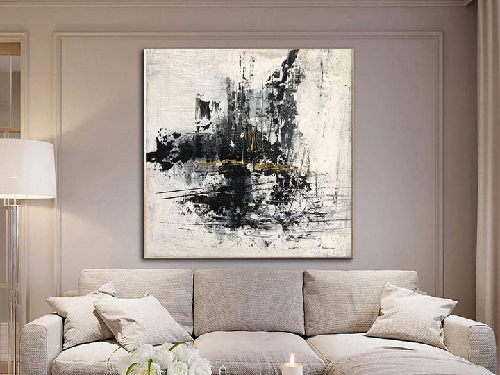 Oversize Oil Painting Gray Painting Black Paintings On Canvas Abstract Wall Painting Living Room Wall Art Textured Painting | LEISURE COLORS