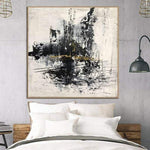 Oversize Oil Painting Gray Painting Black Paintings On Canvas Abstract Wall Painting Living Room Wall Art Textured Painting | LEISURE COLORS
