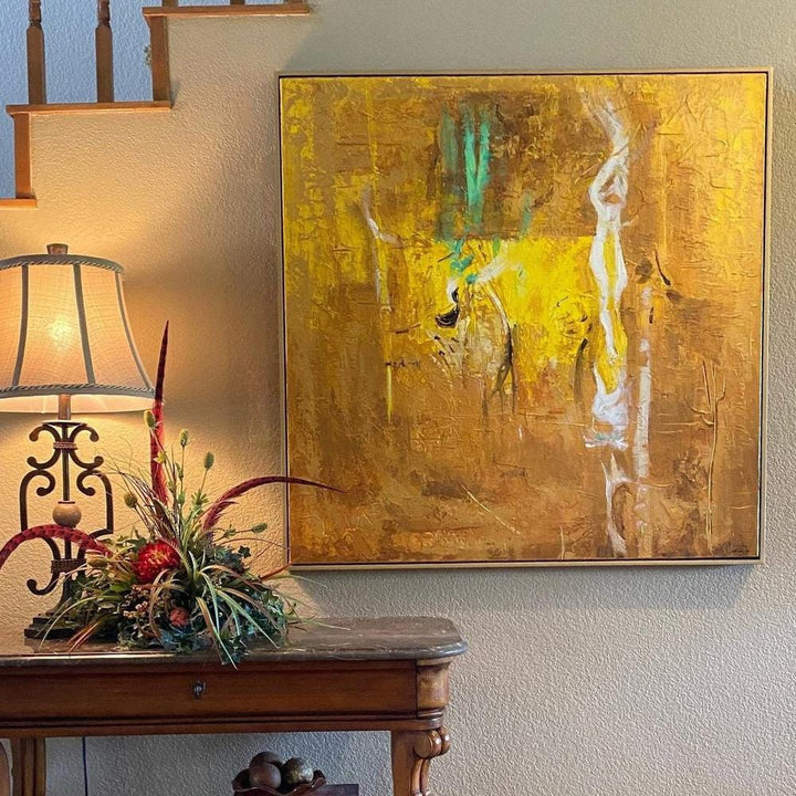 Abstract Art in Gold, Green and White | GOLD RUSH - trendgallery.ca
