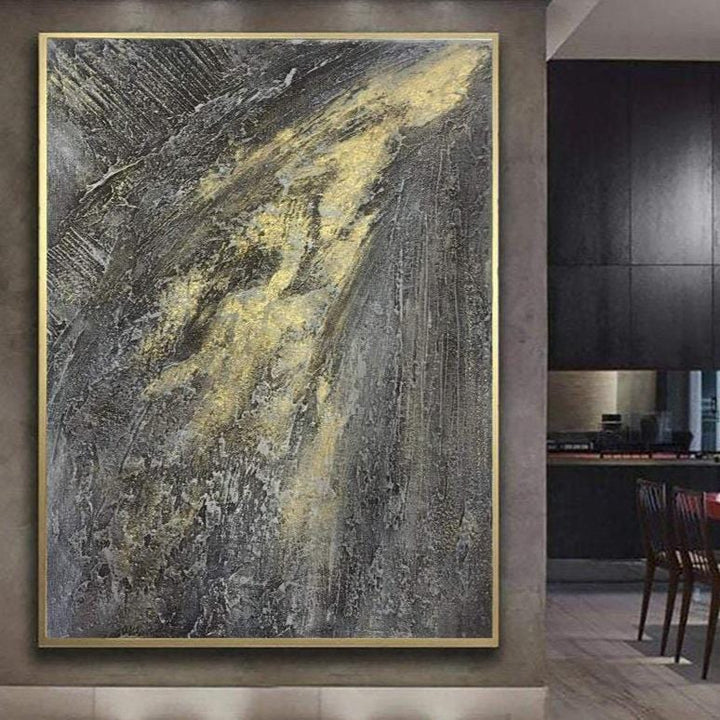 Extra Large Acrylic Abstract Painting On Canvas Modern Wall Art Gold Painting Grey Wall Art | MILKY WAY - trendgallery.ca