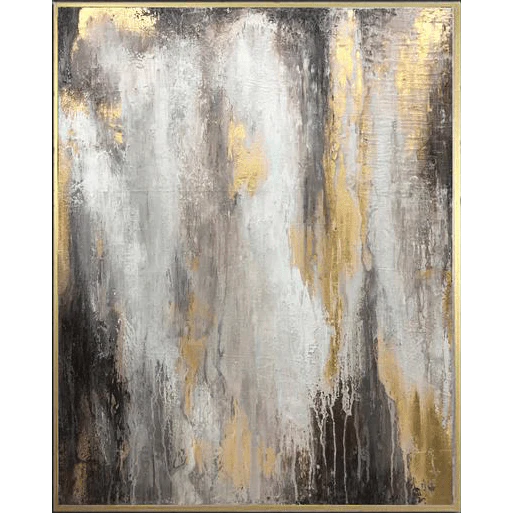 Oversize Oil Painting Gray Wall Art Gold Leaf Painting Unique Wall Art Abstract Painting | GOLDEN GLITTER - trendgallery.ca