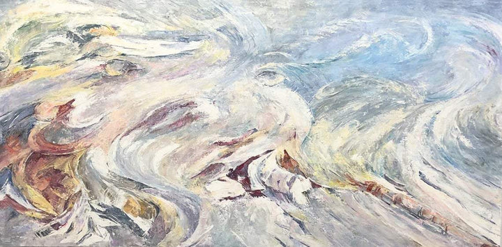 Extra Large Abstract White Paintings On Canvas Acrylic Painting Original Marble Wall Art Oil Fine Art Contemporary Art Decor | STORMING SEA - trendgallery.ca