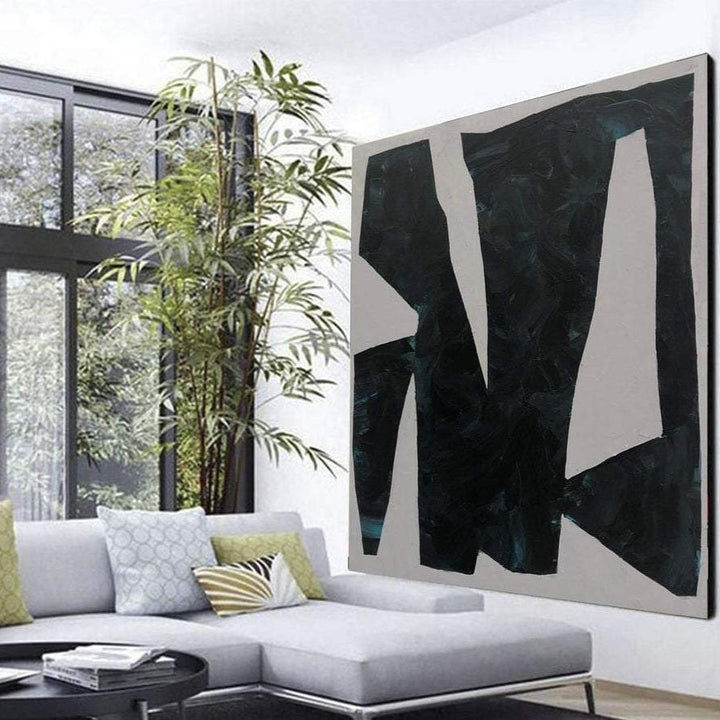 Large abstract canvas art black and white oil on canvas Franz Kline style abstract fine art modern painting wall art | RIOT OF BLACK - trendgallery.ca