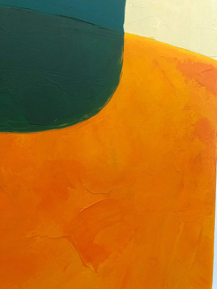 Extra Large Original Abstract Oil Painting On Canvas Acrylic Green Art Orange Texture Fine Art Contemporary Wall Art | SPRING MEETS FALL