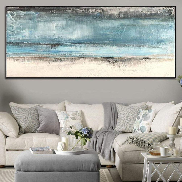 Extra Large Abstract Seaside Paintings On Canvas Modern Blue Landscape Painting Handmade Fine Art Contemporary Painting | SEA BEACH