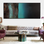 Extra Large Large Wall Art Abstract Contemporary Painting Abstract Acrylic Paintings on Canvas Aqua Abstract Painting Wall Decor | BEYOND THE HORIZON