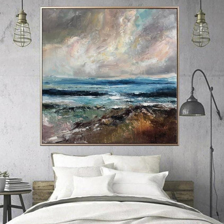 Large Abstract Painting Canvas Seaside Painting Landscape Painting On Canvas Original Unique Scenic Painting Creative Modern Wall Art | AHEAD OF THE STORM