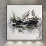 Extra Large Acrylic Abstract Black And White Paintings On Canvas Modern Fine Art Contemporary Wall Art | THE PIRATE SHIP