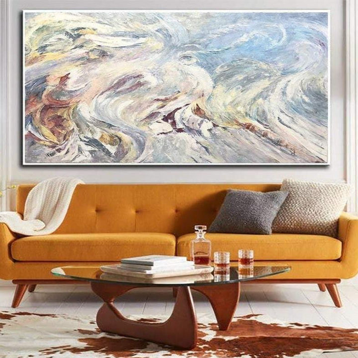 Extra Large Abstract White Paintings On Canvas Acrylic Painting Original Marble Wall Art Oil Fine Art Contemporary Art Decor | STORMING SEA - trendgallery.ca