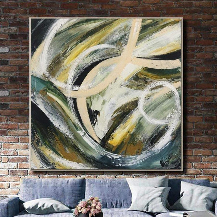 Extra Large Canvas Abstract Paintings On Canvas Acrylic Colorful Fine Art Modern Wall Decor | RIOT OF GREEN